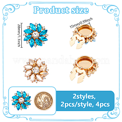 4Pcs 2 Colors Alloy Rhinestone Cufflinks&nbsp;HJEW-NB00214