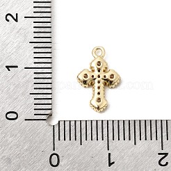 真鍮マイクロパヴェクリアキュービックジルコニアペンダント  クロスチャーム  14KGP本金メッキ  13x8x2mm  穴：1.1mm&nbsp;KK-B179-07G