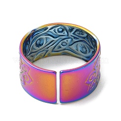 イオンプレーティング(IP) 304 ステンレススチール アイオープン カフリング 女性用  虹色  usサイズ7 1/4(17.5mm)&nbsp;RJEW-M149-35RC