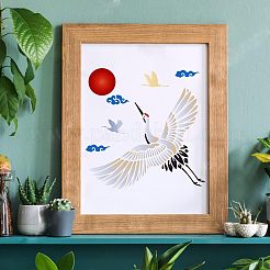 プラスチック再利用可能な描画絵画ステンシル テンプレート  スクラップブック、布地、タイル、床、家具、木材の塗装用  正方形  鳥の模様  300x300mm&nbsp;DIY-WH0172-349