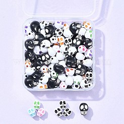 130個3スタイルクラフトスタイルアクリルビーズ  スカル  ミックスカラー  9.5~13x7.5~10x8~12mm  穴：1.8~2mm&nbsp;OACR-FS0001-69