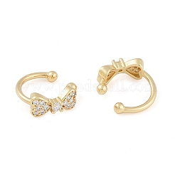 Brass Micro Pave Clear Cubic Zirconia Cuff Earring for Women&nbsp;EJEW-S225-19G-03
