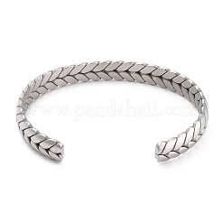 Non-Tarnish Unique Woven Wheat Cuff Bangle for Jewelry Gift&nbsp;STAS-B022-06P