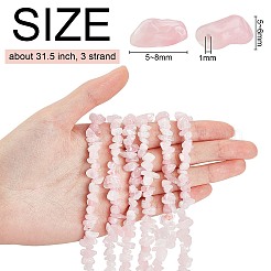 3 Strand Natural Rose Quartz Chip Bead Strands&nbsp;G-BC0001-23