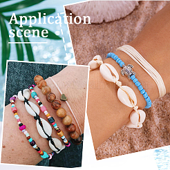 4Pcs 2 Colors Natural Shell & Synthetic Turquoise Braided Bead Bracelet for Women&nbsp;BJEW-PA0001-01