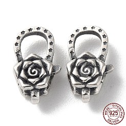 タイスターリングシルバーカニカン925個  花バラ  スタンプ925個付き  アンティークシルバー  15x8.5x5mm  穴：1.2mm&nbsp;STER-D003-44AS