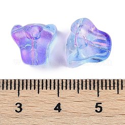 透明スプレーペイントガラスビーズ  花  紫色のメディア  10.5x10.5x10.5mm  穴：1.6mm&nbsp;GLAA-H035-03B
