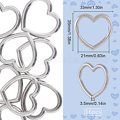 合金リンキングリング16個  ハート  プラチナ  33x35x3.5mm  内径：21mm&nbsp;FIND-SC0009-90