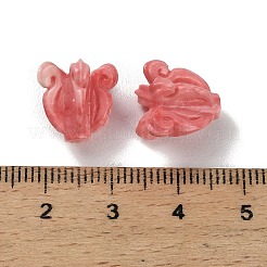 合成サンゴ刻まれたビーズ  染め  花  クリムゾン  11.5~12.5x12mm  穴：1.2~1.4mm&nbsp;BSHE-P034-01C
