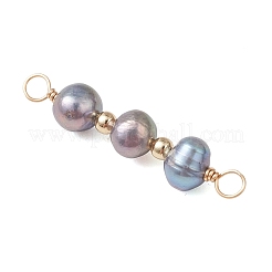 3Pcs 3 Styles Natural Cultured Freshwater Pearl Potato Beaded Connector Charms&nbsp;PALLOY-JF05071