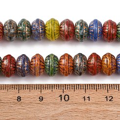 塗装ガラスビーズ連売り  ゴールドライン入り  ロンデル  ミックスカラー  10.5x6.5mm  穴：1.5mm  約50個/連  12.68''（32.2センチメートル）&nbsp;GLAA-B037-07