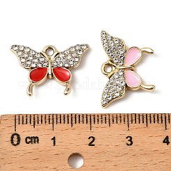 Uv メッキ合金エナメル ペンダント  ラインストーン付き  蝶  ミックスカラー  14.5x21x3mm  穴：1.8mm&nbsp;FIND-A054-01G