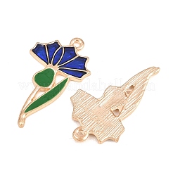 合金エナメルチャーム  花のチャーム  ライトゴールド  ブルー  31x17x2mm  穴：1.6mm&nbsp;FIND-C093-06A