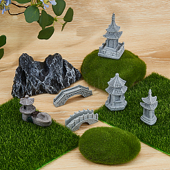 6個 6スタイルの天然宝石と樹脂の装飾品  マイクロ風景苔庭の装飾  タワーブリッジ  スレートグレイ  22.5~64x12~35x20.5~68.5mm  1個/スタイル&nbsp;AJEW-FH0005-09