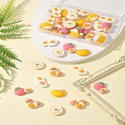 40 個の不透明な樹脂カボション  卵とひよことトマト  ミックスカラー  16~18x19~26x6.5~7.5mm&nbsp;CRES-FS0001-21