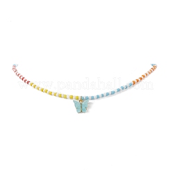 Resin Butterfly Pendant Necklaces&nbsp;NJEW-JN04154