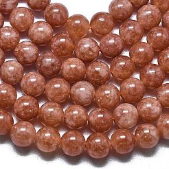 天然石マレーシアジェイドビーズ連売り  染め＆加熱  ラウンド  サドルブラウン  8~8.5mm  穴：1.2mm  約48個/連  14.96インチ（38cm）&nbsp;G-L645-A01-8mm-02