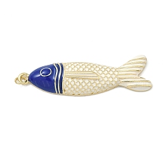 真鍮のエナメルの大きなペンダント  魚のチャーム  カドミウムフリー＆鉛フリー  長持ちメッキ  ラックめっき  18KGP本金メッキ  ミックスカラー  52x13.5x6mm  丸カン：5x0.8ミリ  内径：3.5mm&nbsp;KK-G555-23G