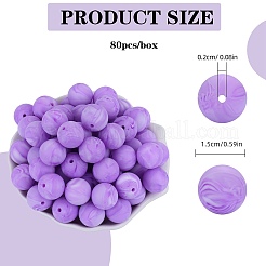 ラウンドシリコンフォーカルビーズ80個  スミレ  15mm  穴：2mm&nbsp;SIL-SZ0001-24-30
