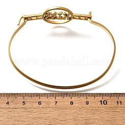 201ステンレススチール製フラットラウンドリンクバングル（女性用）  18KGP本金メッキ  単語のキス  1/8インチ（0.4cm）  内径：2インチ（5.1cm）x2-5/8インチ（6.6cm）&nbsp;LS-BJEW-R014-01G-02