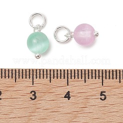 染色された天然セレナイトペンダント  真鍮のループが付いた丸いチャーム  ミックスカラー  銀  10.5x6.5mm  丸カン：4x1ミリ  内径：2mm&nbsp;PALLOY-JF05224-02