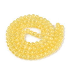 透明なガラス製の模造キャッツアイビーズの連  ラウンド  きいろ  8~8.5mm  穴：0.8~1.2mm  約103~110個/連  29.13~32.28インチ（74~82cm）&nbsp;GLAA-Q110-01B-17