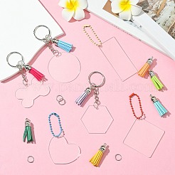 DIY Acrylic Pendant Keychain with Faux Suede Tassel Making Kits&nbsp;DIY-CJ0002-68