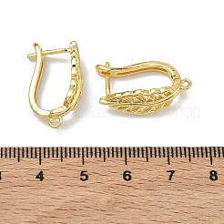 真鍮製のピアスパーツ  葉  カドミウムフリー＆鉛フリー  ラックめっき  長持ちメッキ  ループでラッチバック  ゴールドカラー  23x13x8mm  穴：1.6mm  ピン：1mm&nbsp;KK-D226-07G