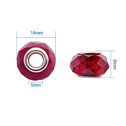 ガラスヨーロピアンビーズ  大穴ビーズ  真鍮コアと  ロンデル  ミックスカラー  9x14x14mm  穴：4.5mm  約100個/箱&nbsp;GPDL-TA0001-01