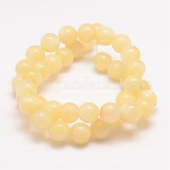 天然のハニージェイドビーズ連売り  ラウンド  10mm  穴：1mm  約38個/連  15.5インチ&nbsp;G-K153-B12-10mm