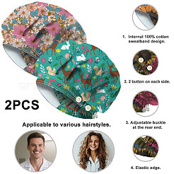 2Pcs 2 Styles Cotton Adjustable Printed Bouffant Hats Working Caps for Women Men&nbsp;AJEW-DR0002-26B
