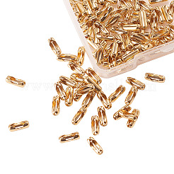 304ステンレススチールボールチェーンコネクター100個  2.4mmボールチェーンに適合  ゴールドカラー  9x3.5mm&nbsp;STAS-CJ0001-193G