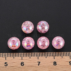 クリアクラックアクリルビーズ  ABカラーメッキ  ラウンド  ピンク  8x7mm  穴：1.8mm  約1745個/500g&nbsp;MACR-S373-66-L04