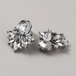 花の形の合金スタッドピアス  女性用クリスタルラインストーン付き  アンティークシルバー  26.5x28mm&nbsp;EJEW-WH0026-25AS