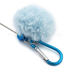 Aluminum Alloy Pom Pom Ball Beadable Keychain Bar&nbsp;HJEW-Q001-01F
