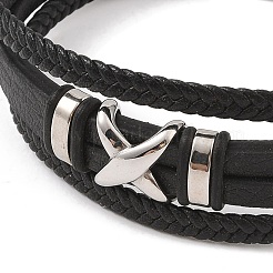 Braided Microfiber Leather Multi-strand Bracelets&nbsp;BJEW-B096-29P
