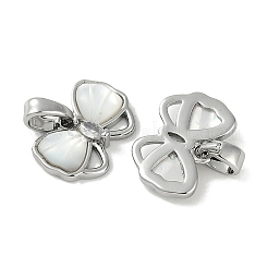 Brass Clear Cubic Zirconia Pave Natural Shell Bowknot Charms&nbsp;KK-P283-09P