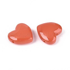染色・加熱された模造翡翠ガラスビーズ  ハート  トマト  24x24.5x9~9.5mm  穴：1.6mm&nbsp;GLAA-T023-44E