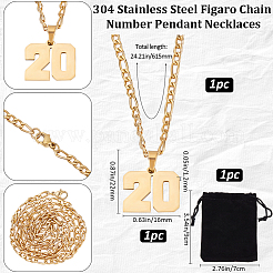 1Pc 304 Stainless Steel Figaro Chain Number Pendant Necklaces&nbsp;NJEW-BBC0001-28A-G