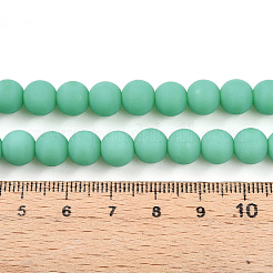 オペークガラスビーズ連売り  ラウンド  艶消し  ターコイズ  8~8.5mm  穴：1mm  約50~51個/連  14.76~15.16''（37.5~38.5センチメートル）&nbsp;GLAA-T032-P8mm-MD12