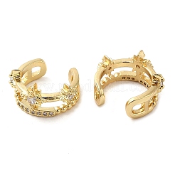 Rack Plating Brass Micro Pave Cubic Zirconia Star Cuff Earrings&nbsp;EJEW-E290-11G