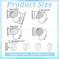 16Pcs 4 Styles Adjustable 304 Stainless Steel Cuff Ring Components&nbsp;STAS-HY0002-28