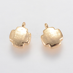 真鍮チャーム  ニッケルフリー  18KGP本金メッキ  クロス  9x7x3mm  穴：1mm&nbsp;KK-T014-18G