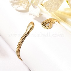 Ion Plating(IP) 304 Stainless Steel Snake Open Cuff Bangles&nbsp;BJEW-L682-011G