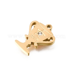 304ステンレススチールラインストーンペンダント  トロフィーチャーム  イオンプレーティング（ip）  18KGP本金メッキ  15x12x2mm  穴：1.5mm&nbsp;STAS-E531-12G