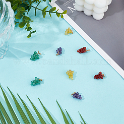 8Pcs 4 Styles Natural Quartz Crystal & Carnelian & Green Aventurine & Amethyst Round Cluster Pendants&nbsp;PALLOY-GO00069