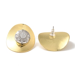 Rack Plating Brass Micro Pave Clear Cubic Zirconia Stud Earrings&nbsp;EJEW-B062-02GP-01