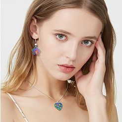 28個7スタイル304ステンレススチールペンダント  バラと銀杏の葉とハート  虹色  18~32x15.5~25.5x1.5mm  穴：1.4mm  4個/スタイル&nbsp;STAS-FH0001-71