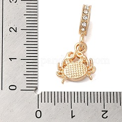 Rack Plating Alloy Rhinestone European Dangle Charms&nbsp;PALLOY-S189-38G-03