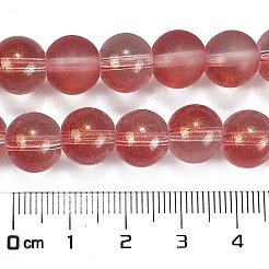 曇りガラスビーズ連売り  金粉付き  ラウンド  鮭色  10mm  穴：1mm  約84個/連  31.50''（80センチメートル）&nbsp;GLAA-P065-10mm-06